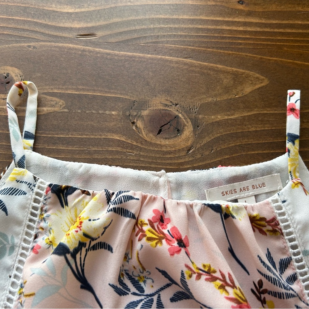 Skies Are Blue Floral Spaghetti Strap Top - Picture 2 of 7